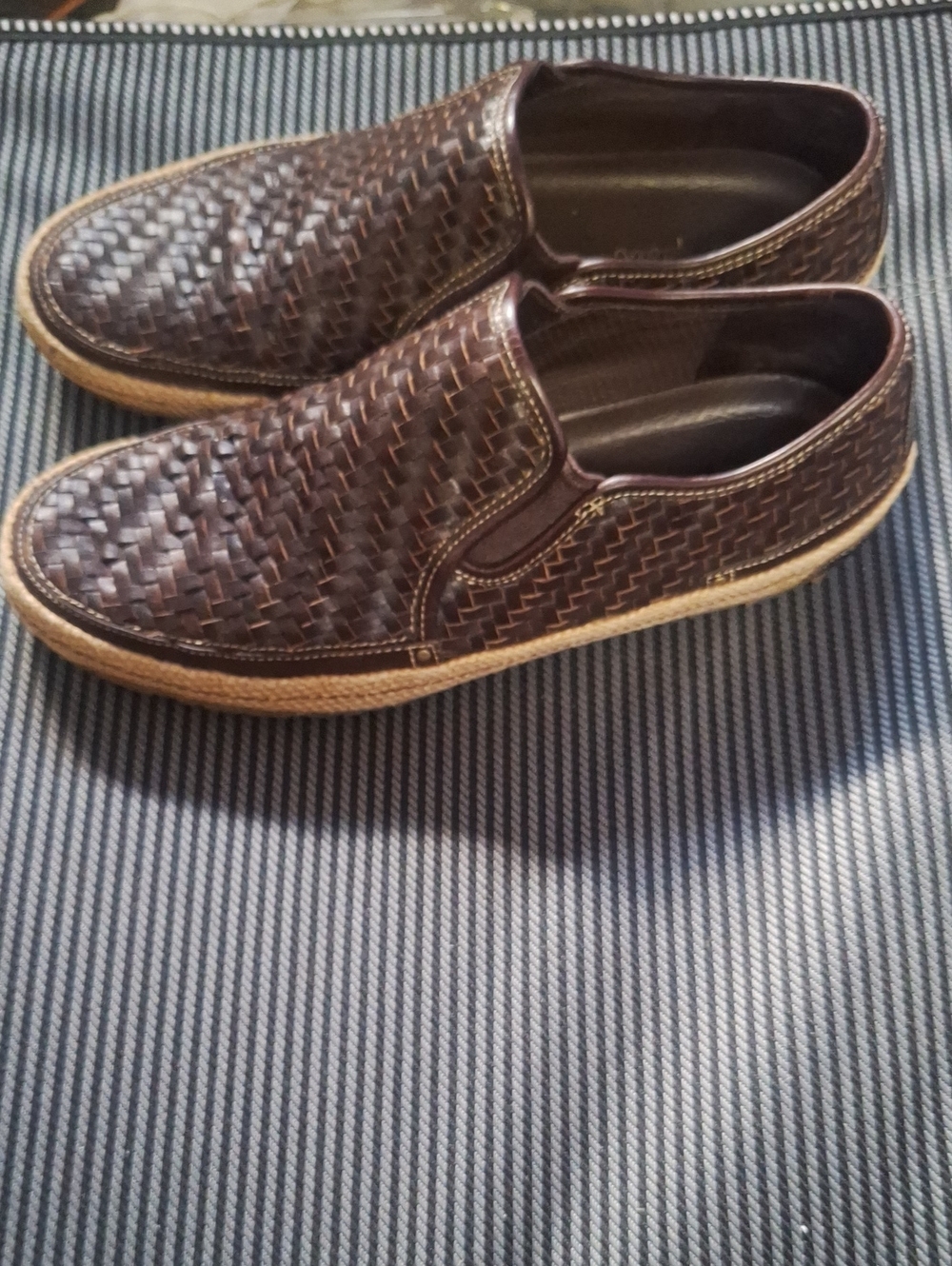 Cole Haan Nike Air Loafers Woven Leather Espadrille Slip-On Brown 11 - Picture 3 of 9